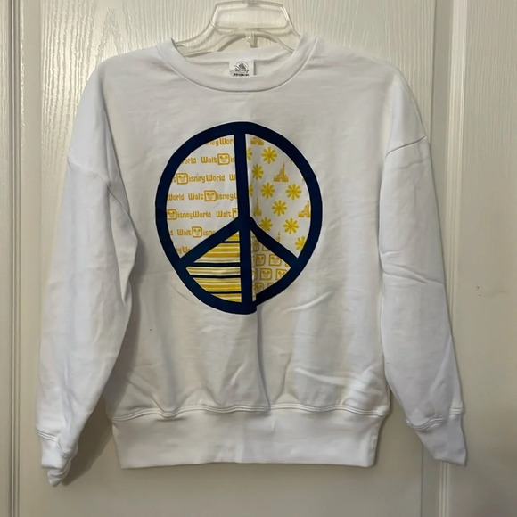 Disney Parks White Peace Sweatshirt size Small - Picture 1 of 8